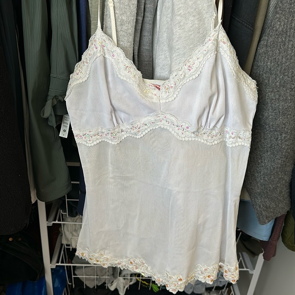 sheer sequin tank